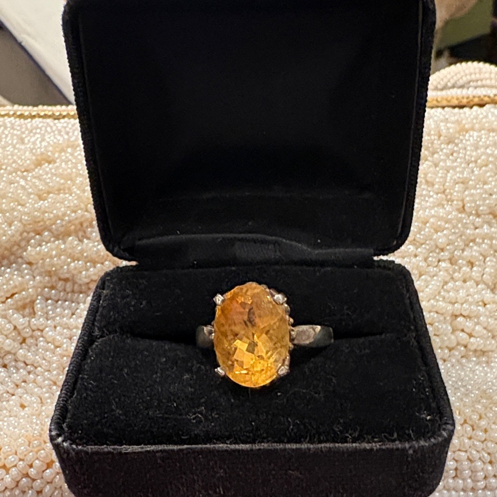 Golden Citrine Gemstone Ring Set in Sterling